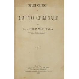 Studi critici di diritto criminale - Ferdinando Puglia - copertina