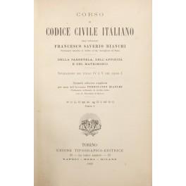 Corso di Codice civile italiano. Vol. V (2 parti) - Della parentela dell'affinità e del matrimonio (per cura di Ferdinando Bianchi) - copertina