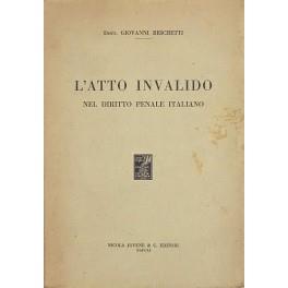 L' atto invalido nel diritto penale italiano - Giovanni Brichetti - copertina