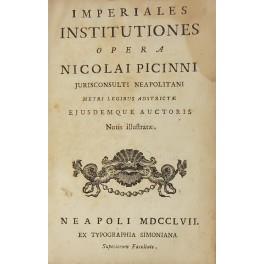 Nicolai Picinni.. Imperiales Institutiones.. metri legibus adstrictae eiusdemque auctoris notis illustratae - Nicola Piccinni - copertina