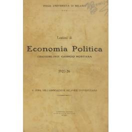 Lezioni di economia politica. A cura dell'Associazione Milanese Universitaria. 1925-26 - Giorgio Mortara - copertina