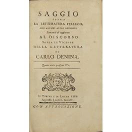 Saggio sopra la letteratura italiana, con alcuni altri opusculi serventi di aggiunte al Discorso sopra le vicende della letteratura. UNITO A: Denis Diderot - Il padre di famiglia commedia in cinque atti in prosa del celebre signor Diderot. Tradotta d - copertina