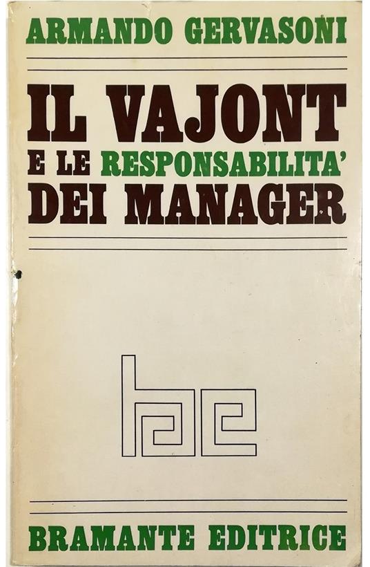 Il Vajont e le responsabilità dei manager - copertina