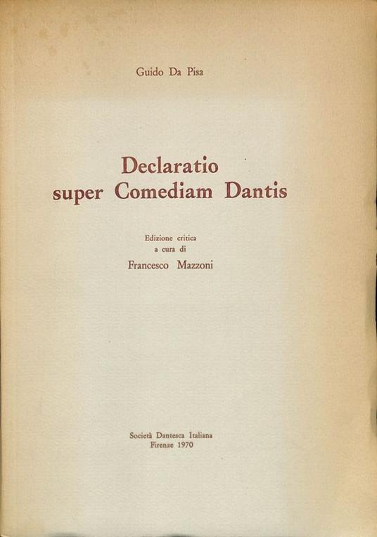 Declaratio super Comediam Dantis - copertina