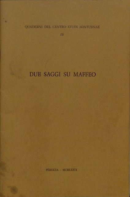 Due saggi su Maffeo - copertina