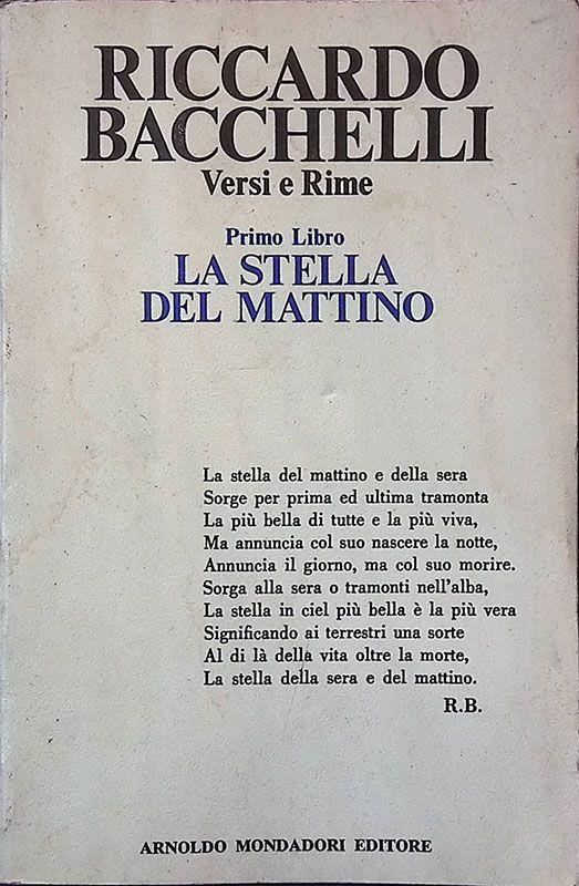 Versi e Rime. Primo libro. La stella del mattino - copertina