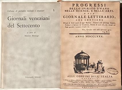 Giornali veneziani del Settecento - Marino Berengo - copertina