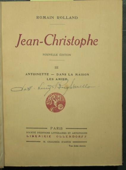 Jean Christophe - Vol. III - Antoinette - Dans la maison - Les amies - Romain Rolland - copertina