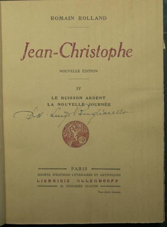 Jean Christophe - Vol. IV - Le buisson ardent - La nouvelle journee - Romain Rolland - copertina