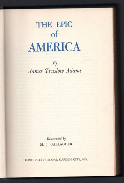 The epic of America - James Truslow Adams - copertina