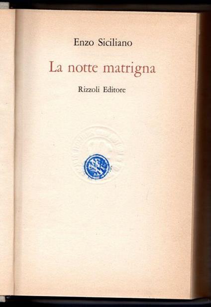 La notte matrigna - Enzo Siciliano - copertina