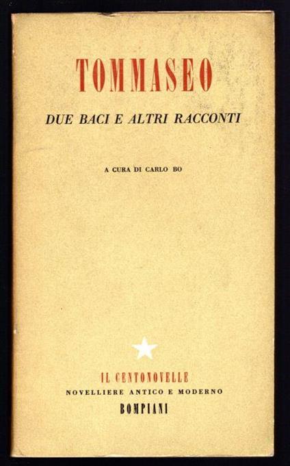 Tommaseo. Due baci e altri racconti - copertina