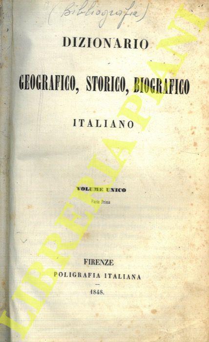 Dizionario geografico, storico, biografico italiano. Volume unico - copertina