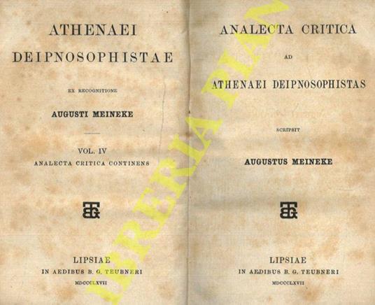 Athenaei Deipnosophistae e recognitione Augusti Meineke - Ateneo di Naucrati - copertina