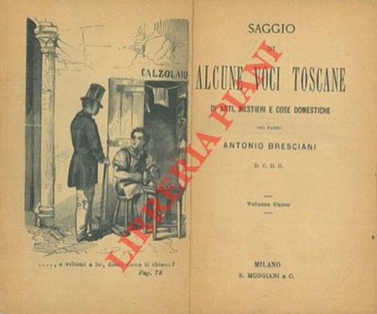 Saggio di alcune voci toscane di arti, mestieri e cose domestiche - Antonio Bresciani - copertina