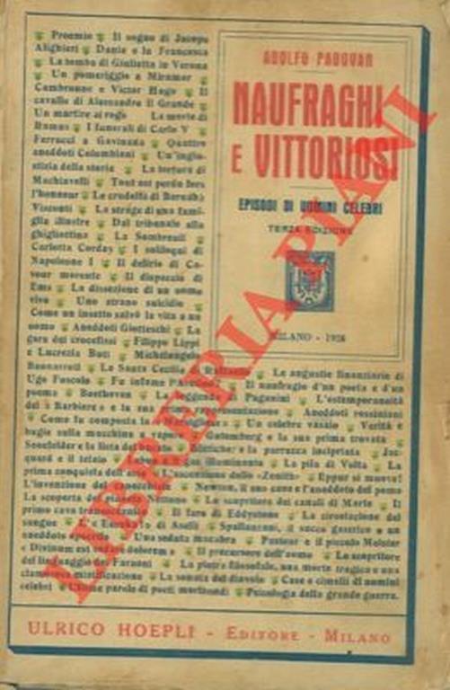 Naufraghi e vittoriosi. Episodi di uomini celebri - Adolfo Padovan - copertina