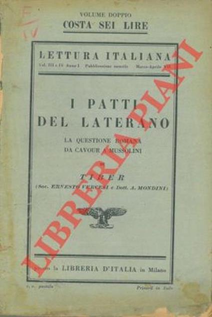 I Patti del Laterano. La questione romana da Cavour a Mussolini - Tiber - copertina