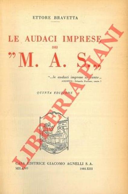 Le audaci imprese dei "MAS" - Ettore Bravetta - copertina