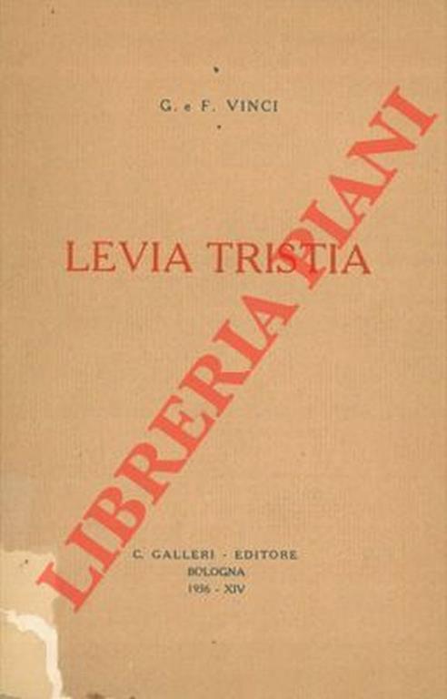 Levia tristia - F. Vinci - copertina