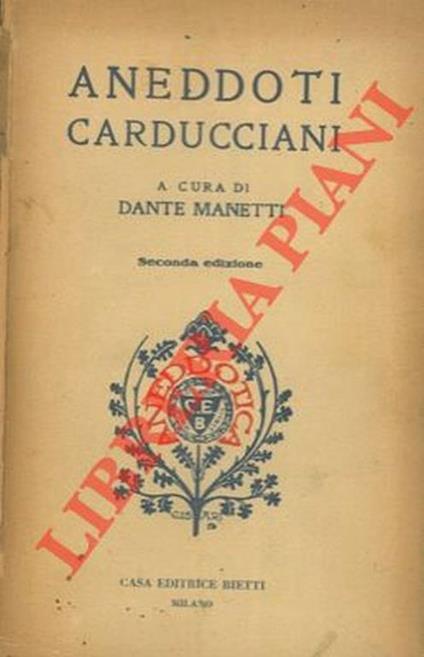 Aneddoti carducciani - Dante Manetti - copertina