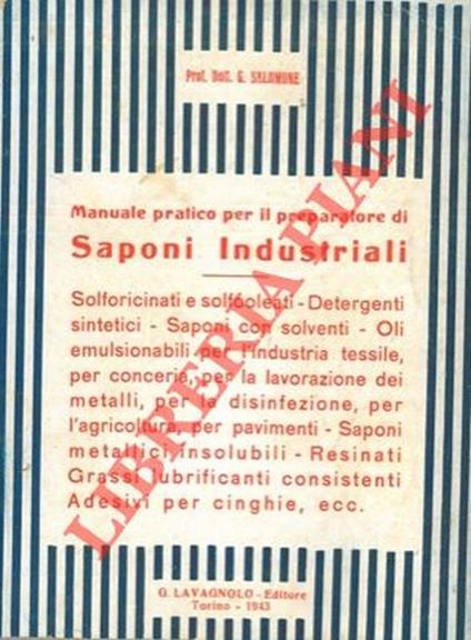 Manuale pratico per il preparatore di saponi industriali - G. Salomone - copertina