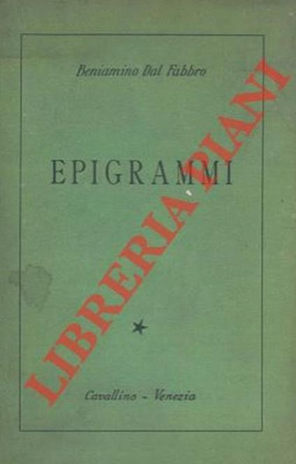 Epigrammi - Beniamino Dal Fabbro - copertina