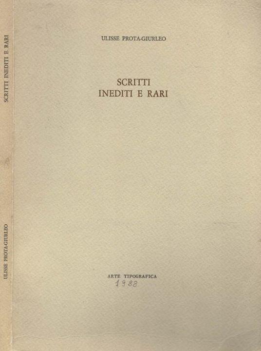 Scritti inediti e rari - Ulisse Prota Giurleo - copertina