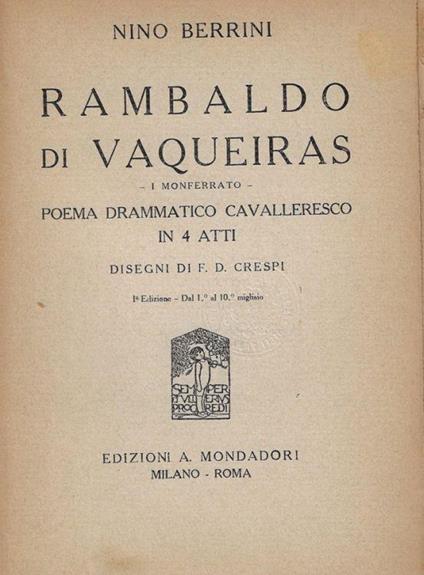 Rambaldo di Vaqueiras - Nino Berrini - copertina