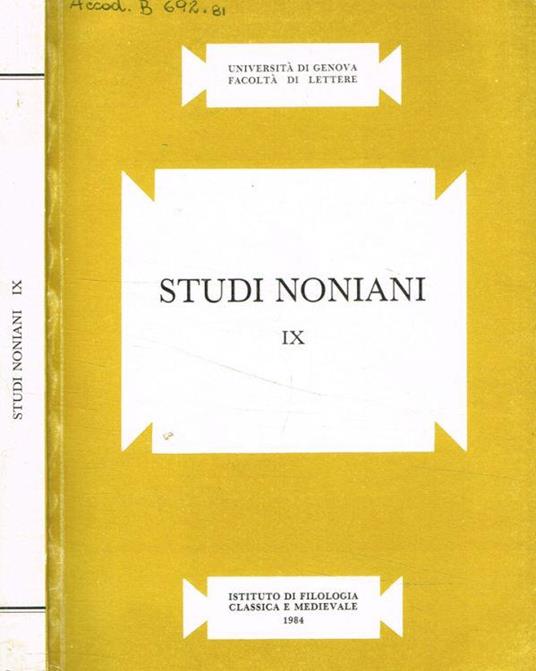 Studi Noniani IX - copertina