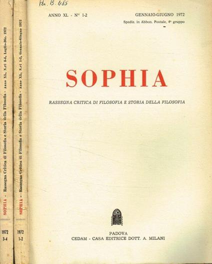 Sophia. Rassegna critica di filosofia e storia della filosofia. Anno XL, fasc.1/2 e 3/4, 1972 - Carmelo Ottaviano - copertina