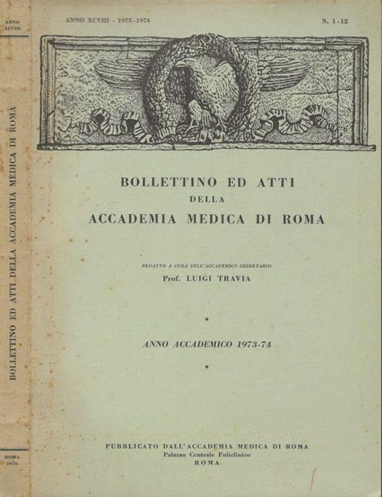 Biollettino ed atti della Accademia medica di Roma - Luigi Travia - copertina