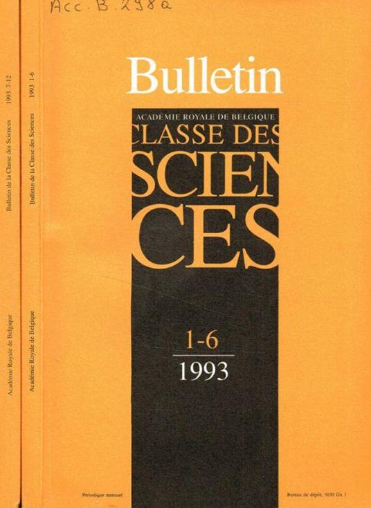 Bulletin de la Classe des Sciences. Anno 1993 - copertina