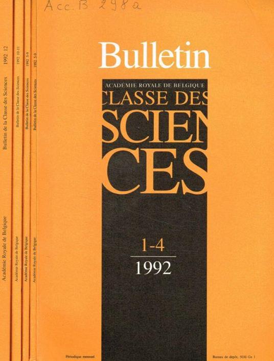 Bulletin de la Classe des Sciences. Anno 1992 - copertina