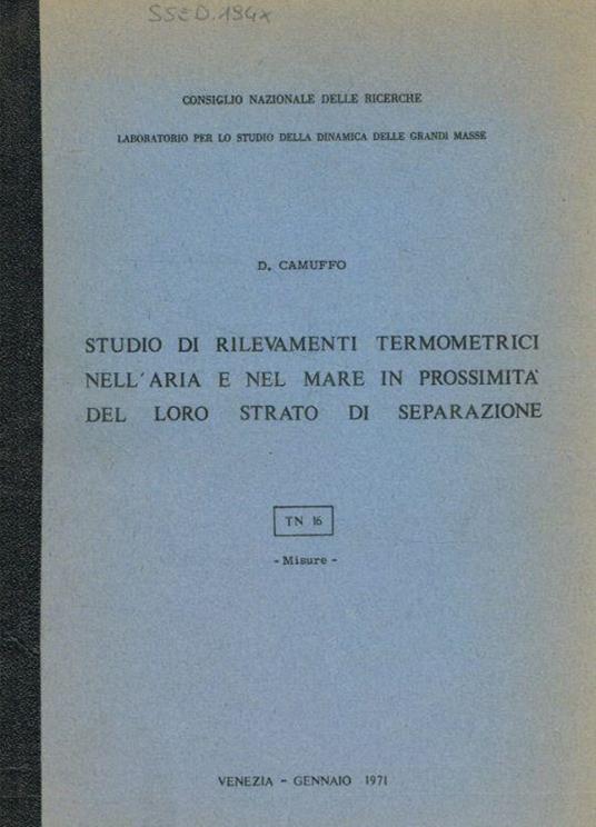 Studio di rilevamenti termometrici nell'aria e nel mare in prossimità del loro strato di separazione - copertina