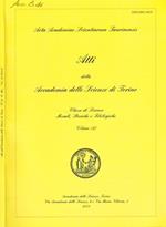 Atti della Accademia delle Scienze di Torino. Classe di scienze morali, storiche e filologiche. Volume 137