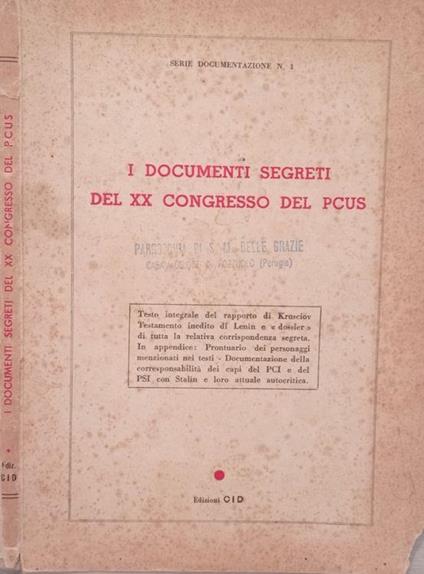 I documenti segreti del XX congresso del PCUS - copertina