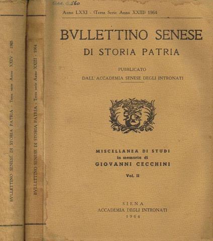 Bullettino Senese di storia patria. Miscellanea di studi in memoria di Giovanni Cecchini vol.II, III - copertina