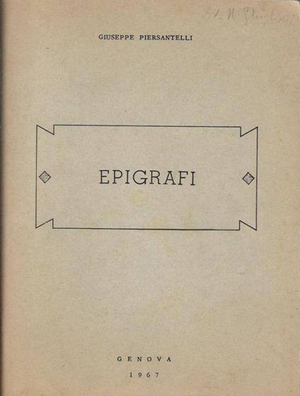 Epigrafi - Giuseppe Piersantelli - copertina