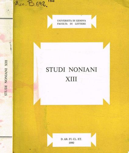 Studi noniani XIII - copertina