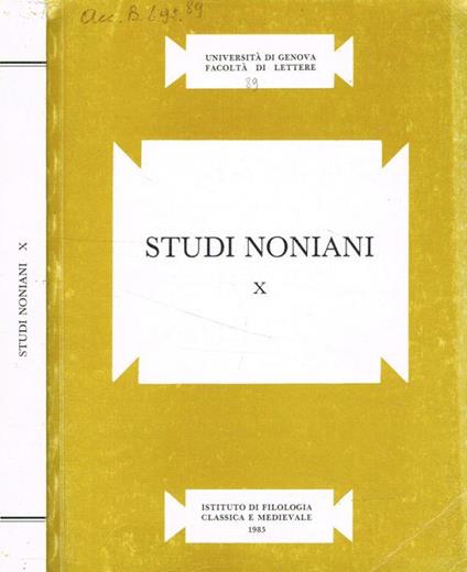 Studi Noniani X - copertina
