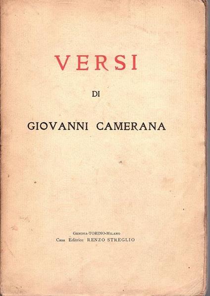 Versi - Giovanni Camerana - copertina