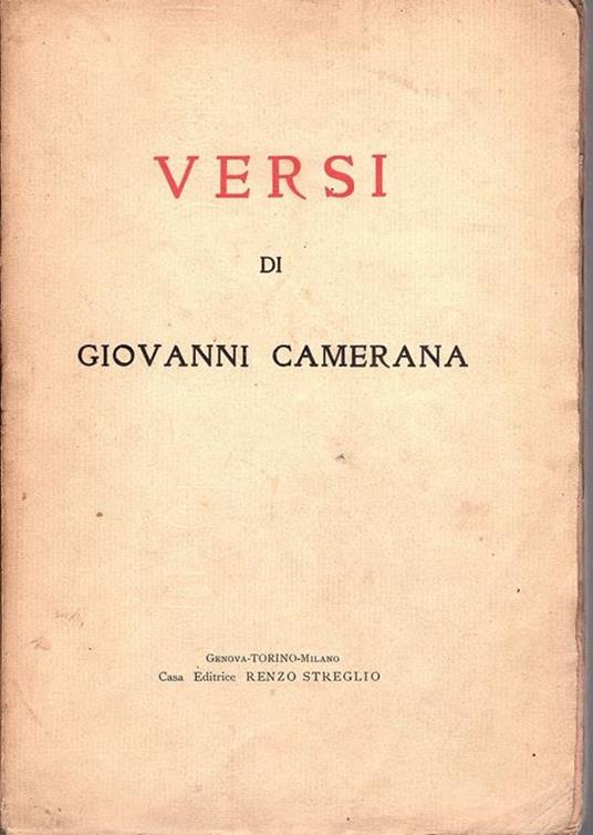 Versi - Giovanni Camerana - copertina