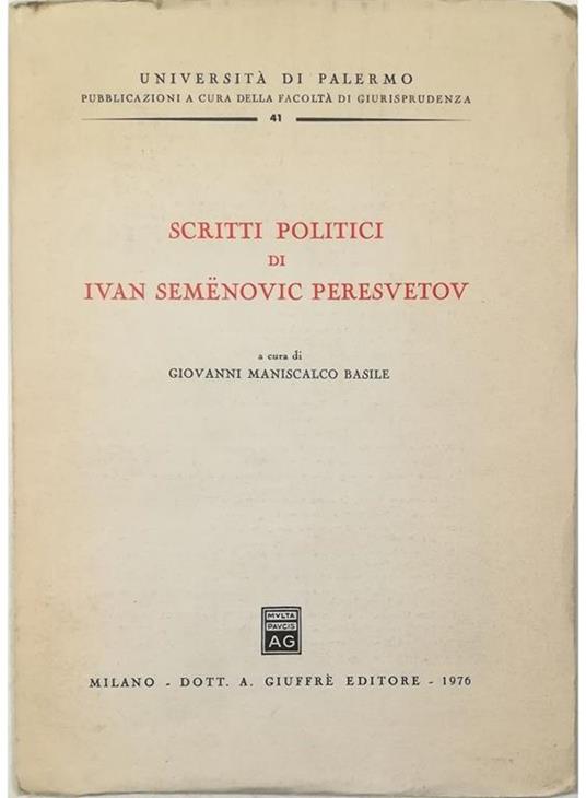 Scritti politici di Ivan Semenovic Peresvetov - copertina