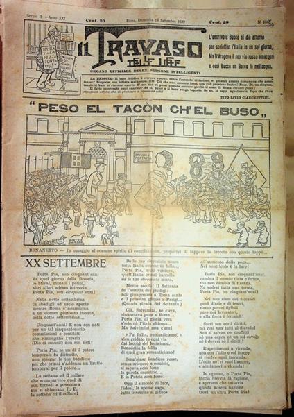 Il travaso delle idee: secolo II: A. XXI (1920): 1065 (settembre 1920), 1074, 1079 (dicembre 1920); A. XXII (1921): 1080 (gennaio 1921), 88, 93, 95, 96, 98, 1103, 04, 05, 21, 24, 25, 26, 27, 28, 29, 31; A. XXIII (1922): N. 32, 35, 36, 37, 38, 39, 43, 45 - copertina