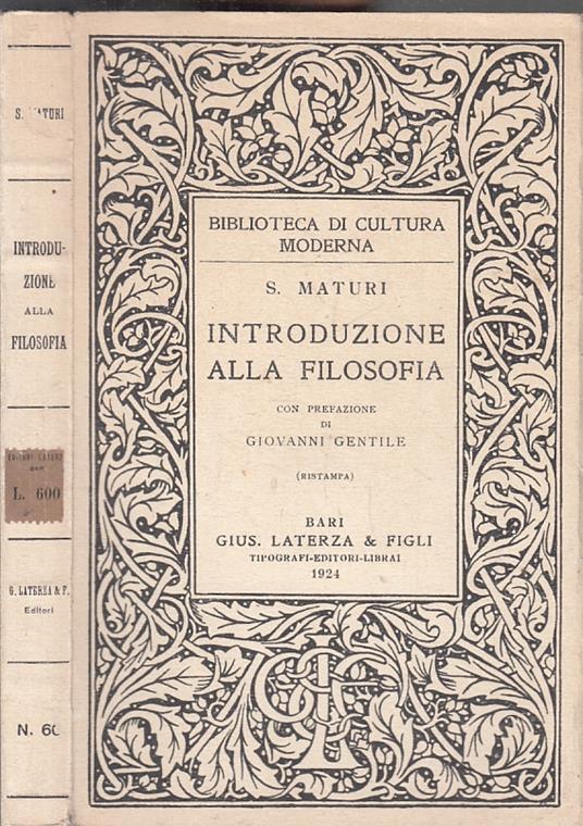 Introduzione Alla Filosofia- Maturi- Laterza- Cultura Moderna - copertina
