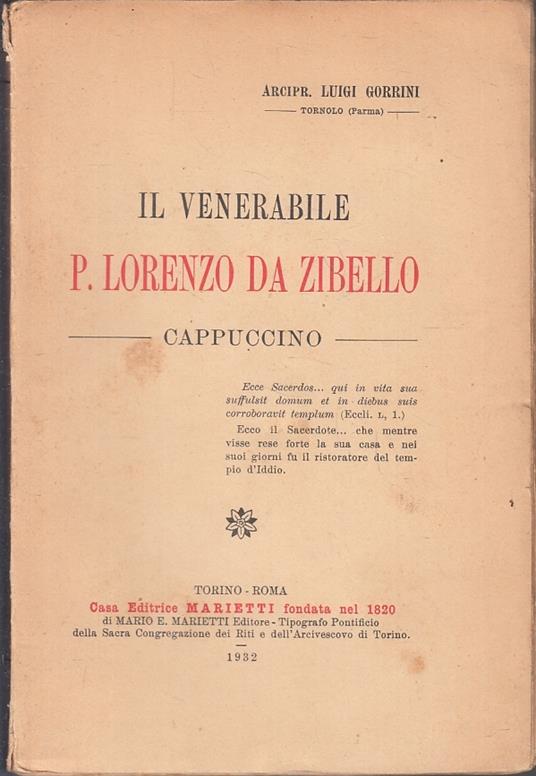 Il Venerabile Lorenzo Da Zibello- Luigi Gorrini- Marietti- - copertina