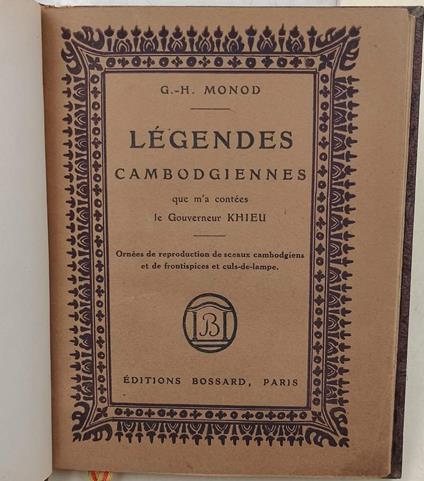 Legendes Cambodgiennnes Que M'A Contees Le Gouvernateur Khieu - copertina