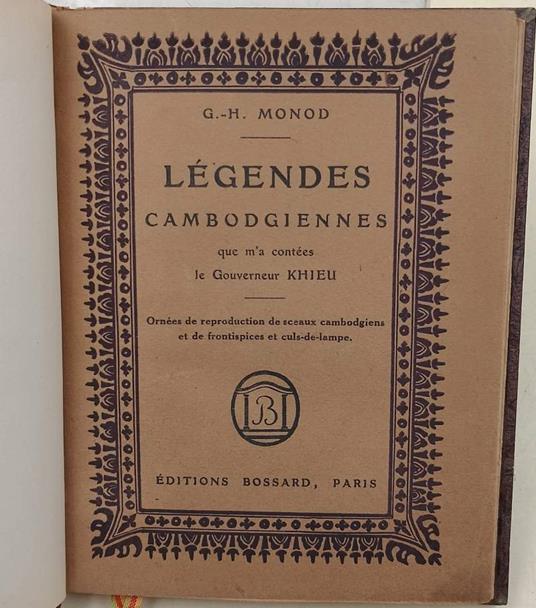 Legendes Cambodgiennnes Que M'A Contees Le Gouvernateur Khieu - copertina