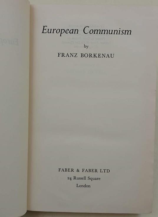 European Communism - Franz Borkenau - copertina