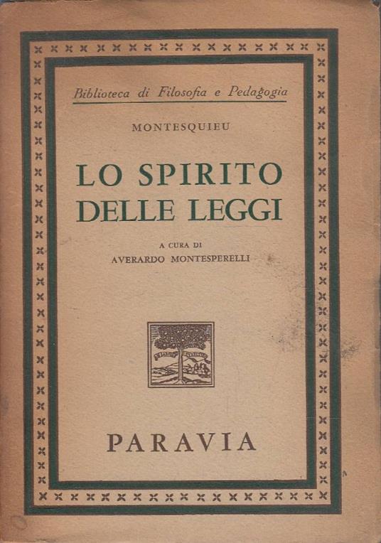 Lo spirito delle leggi - Charles L. de Montesquieu - copertina